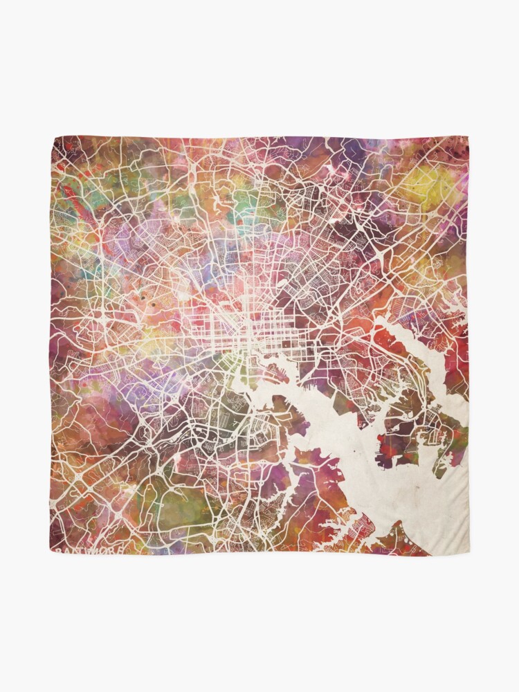 Alternate view of Baltimore map Scarf