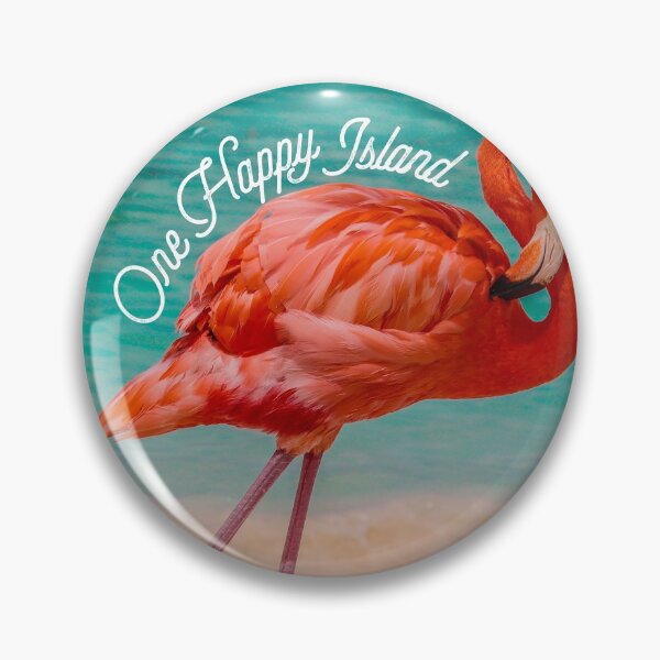 Item preview, One Happy Island flamingo designed and sold by Jasmine Geerman Zehl.
