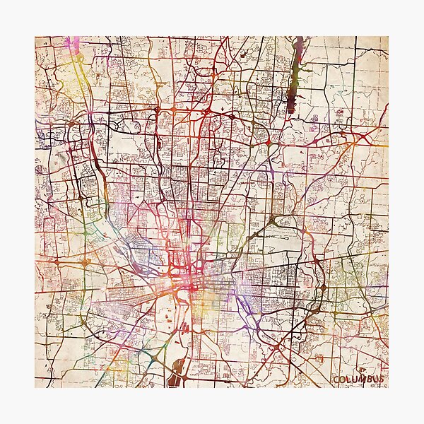 Street Map Of Columbus Ohio Columbus Street Map Wall Art | Redbubble