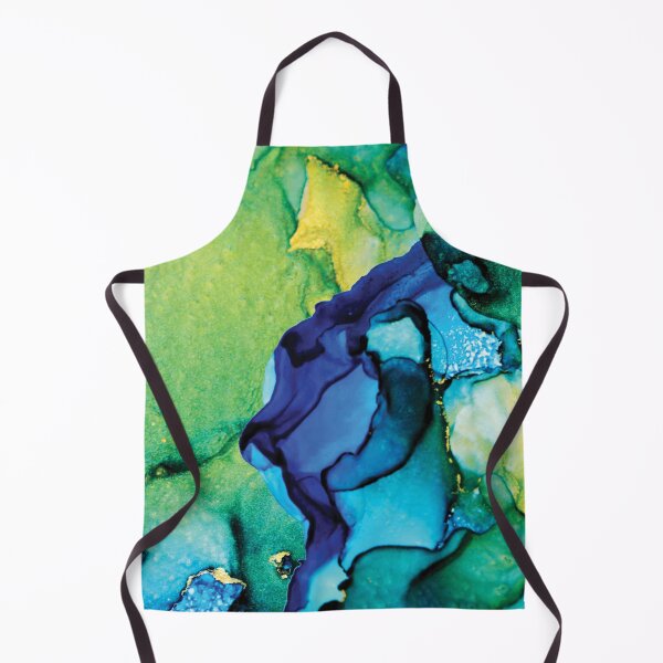 Item preview, Peacock Madness chartreuse green, persian blue and lemon yellow flowing pattern designed and sold by NordicSommer.