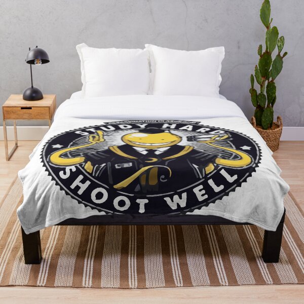 Assassination classroom Koro Sensei Study hard shoot well Throw Blanket