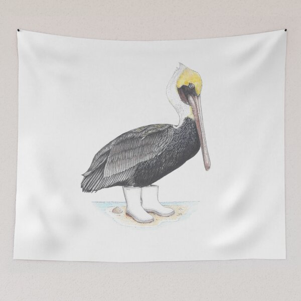 Item preview, pelican in shrimper boots designed and sold by JimsBirds.