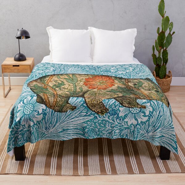 Rossetti's Wombat in Blue Marigold Throw Blanket