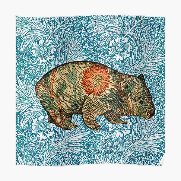 Rossetti's Wombat in Blue Marigold Poster