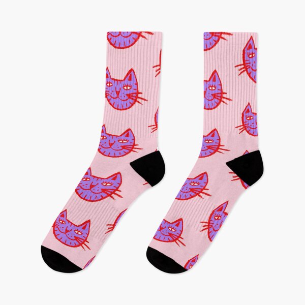 Item preview, Hand Drawn Sketchy Happy Kitty Cat Face Red & Purple designed and sold by Bill Shearer.