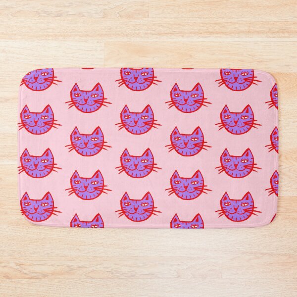 Item preview, Hand Drawn Sketchy Happy Kitty Cat Face Red & Purple designed and sold by Bill Shearer.