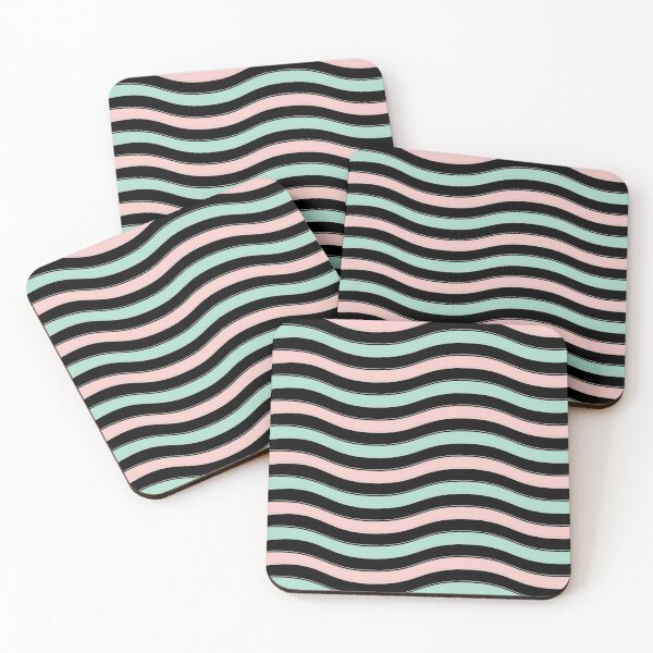 Item preview, Wavy Stripes  Design in Pink Green Black Background  designed and sold by UniqueMw.