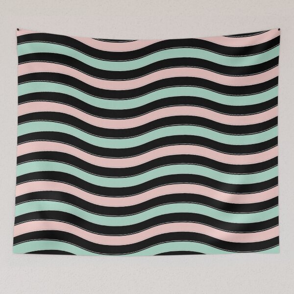 Item preview, Wavy Stripes  Design in Pink Green Black Background  designed and sold by UniqueMw.