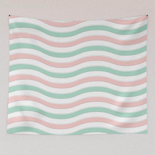Item preview, Pastel wavy lines in Pink and Green Wavy Stripes Design designed and sold by UniqueMw.