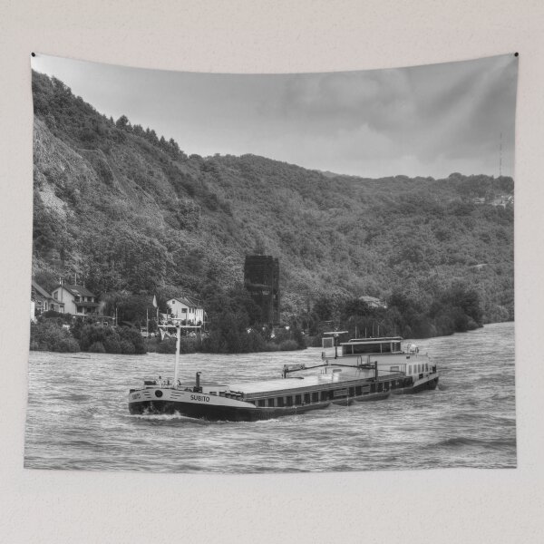 Item preview, Barge on the Rhine - B&W designed and sold by tomg.