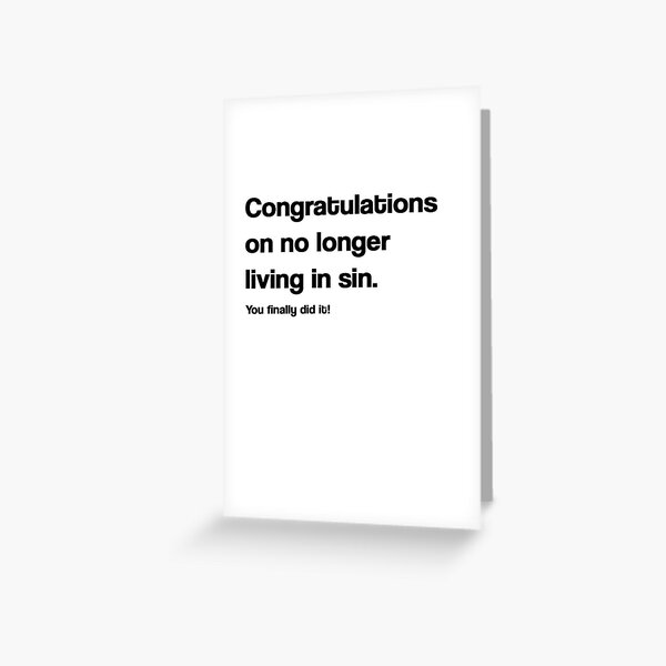 Living In Sin Wedding Card Greeting Card