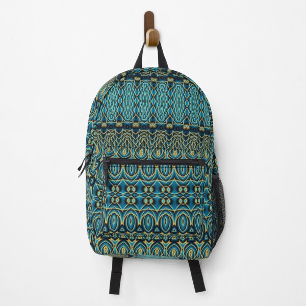 Boho Teal and Gold Decorative Pattern Backpack