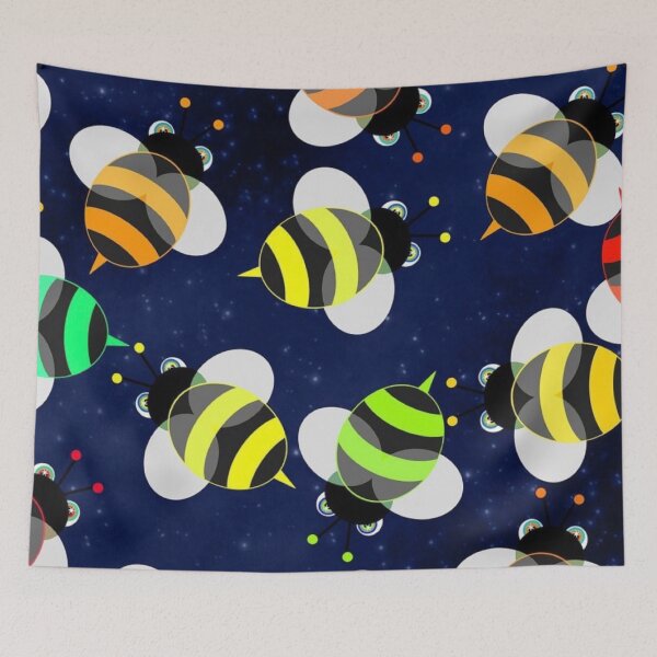 Item preview,  Bee safe! Bee happy! Bumble bees colourful cartoon designed and sold by Julieford.