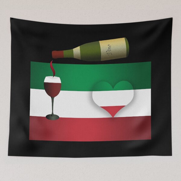 Item preview, Italian Flag With Red Wine And Heart designed and sold by KeeganCreations.