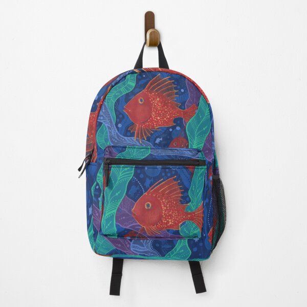 Item preview, Red Fish Seaweed Underwater Art Sea Ocean Animals designed and sold by Julia Khoroshikh.