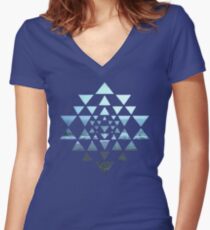 Sri Yantra OceanView Women's Fitted V-Neck T-Shirt