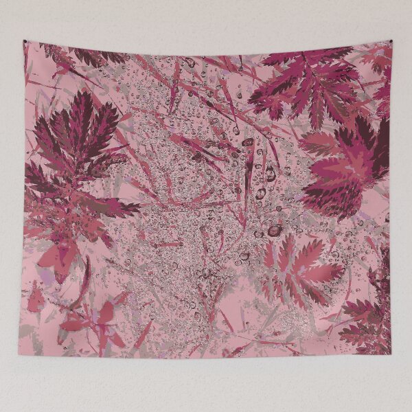 Item preview,  Sparkling Dew Drops and leaves Abstract Botanical Design - Pink designed and sold by Sarah Wainwright.