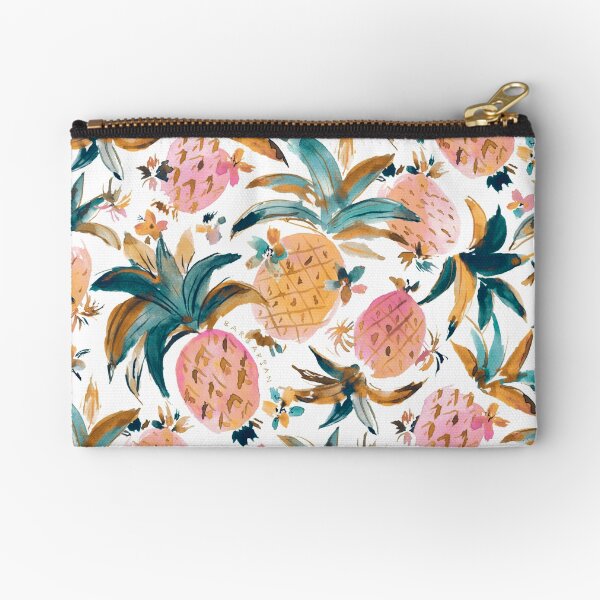 PINEAPPLE DANCE Pink Pineapples Zipper Pouch