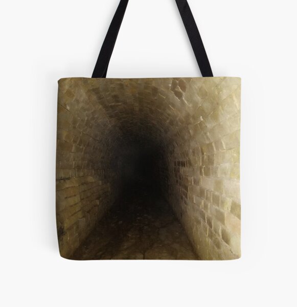 Canal tunnel, Darkness All Over Print Tote Bag