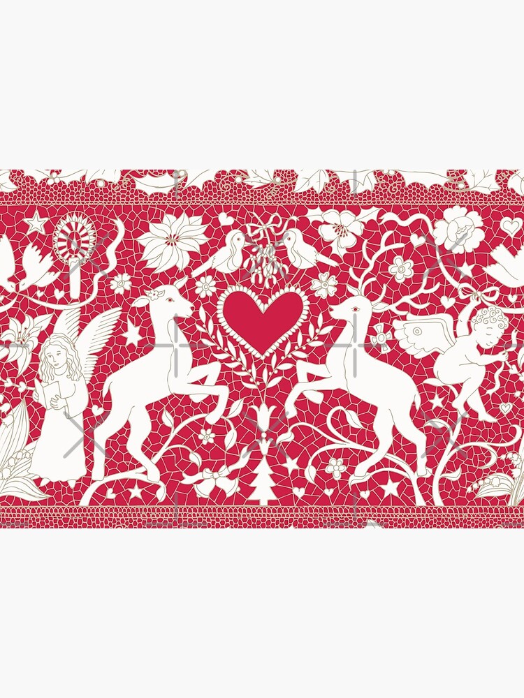 Antique lace - claret and cream - Traditional Christmas pattern by Cecca Designs by Cecca-Designs