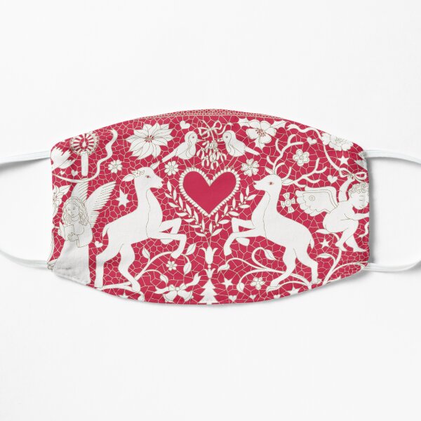 Antique lace - claret and cream - Traditional Christmas pattern by Cecca Designs Flat Mask