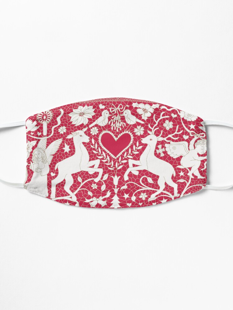 Alternate view of Antique lace - claret and cream - Traditional Christmas pattern by Cecca Designs Mask
