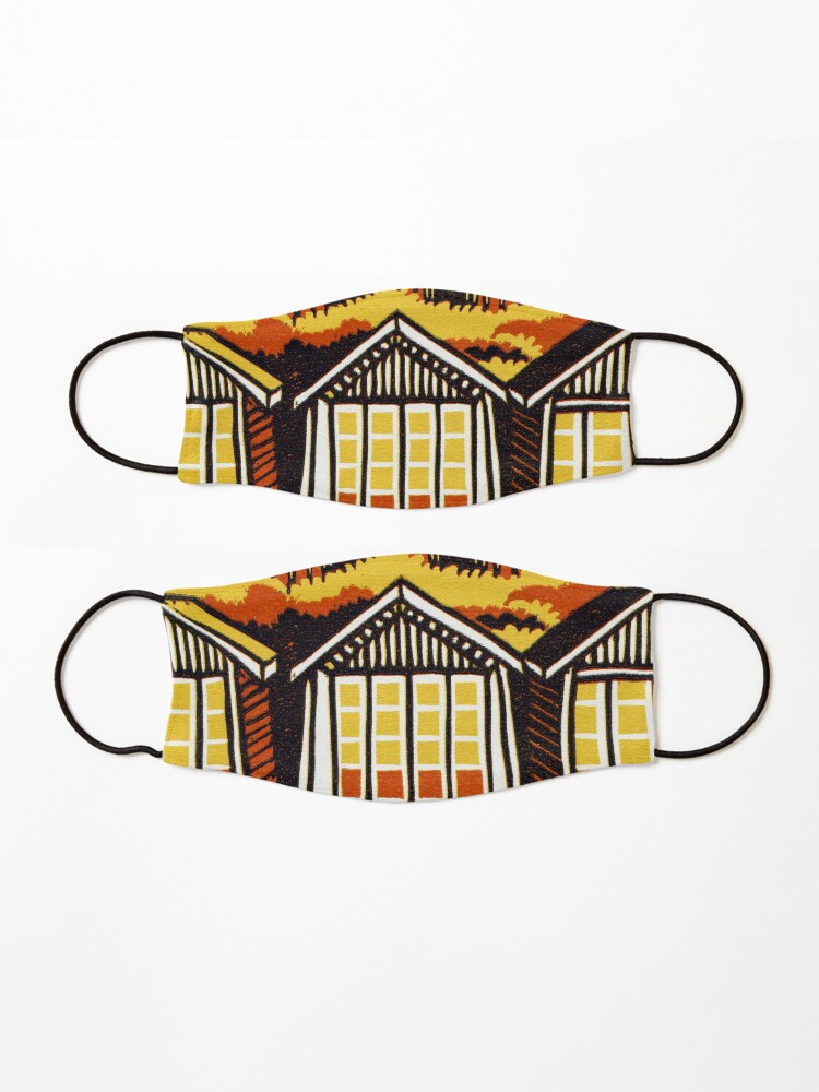 Alternate view of Beach Huts - Summer - Original Linocut by Francesca Whetnall Mask
