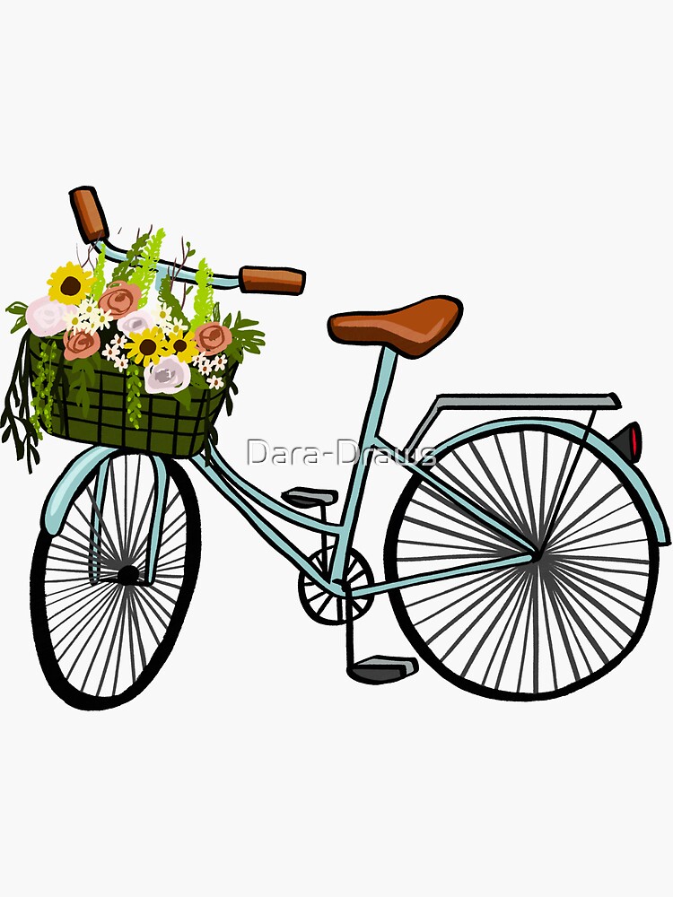 Blue Vintage Bicycle with Flower Basket