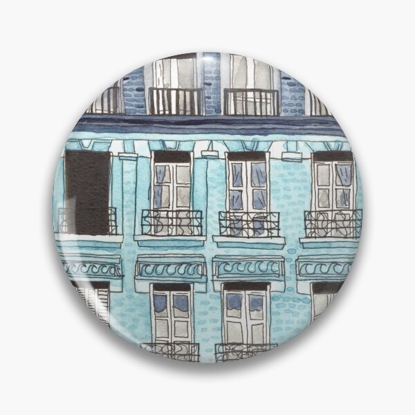 Item preview, Blue Parisian Building Watercolor designed and sold by watercolornikki.