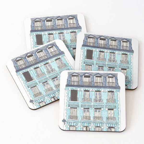 Item preview, Blue Parisian Building Watercolor designed and sold by watercolornikki.