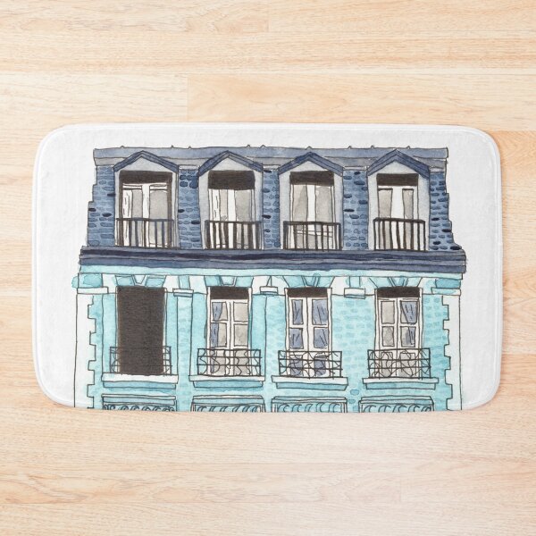 Item preview, Blue Parisian Building Watercolor designed and sold by watercolornikki.