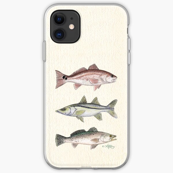 "Inshore Slam" by Amber Marine ~ watercolor redfish, snook, and trout art, © 2013 iPhone Soft Case
