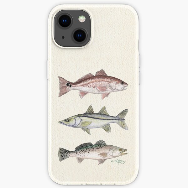"Inshore Slam" by Amber Marine ~ watercolor redfish, snook, and trout art, © 2013 iPhone Soft Case
