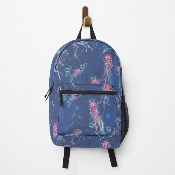 Item preview, Vivid Pink Bright Jellyfish on Blue//Aquatic Haven//Kim Marshall designed and sold by KimMarshall.