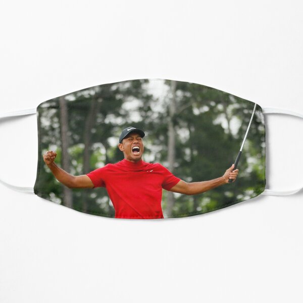 Tiger Woods celebrating his victory at the Masters Mask