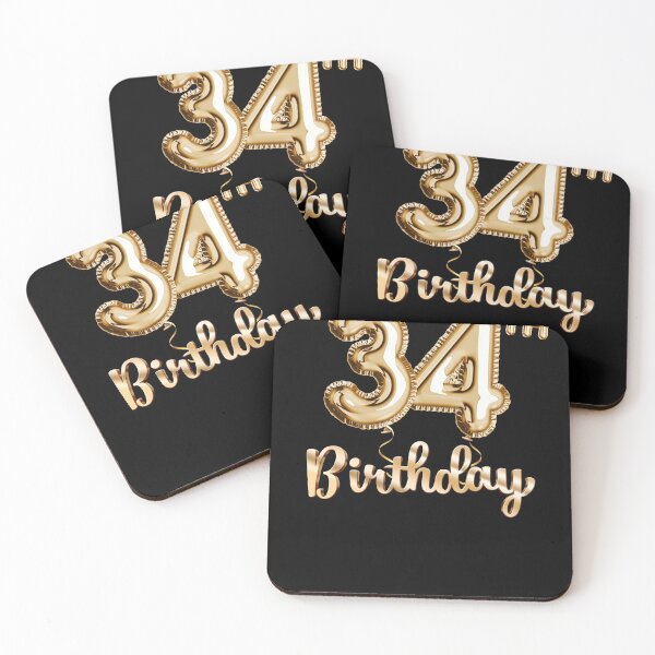 Item preview, 34th Birthday Gifts - Party Balloons Gold designed and sold by betternotes.