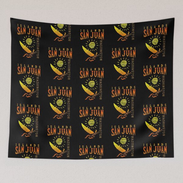 Item preview, San Juan Islands, Washington Sailing Catamaran Sailboat, Beam Reach, Orange, Yellow, WA designed and sold by ArtByBollwitt.