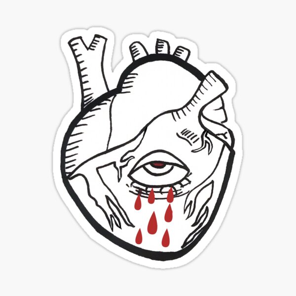 Crying Eye Heart Stickers | Redbubble