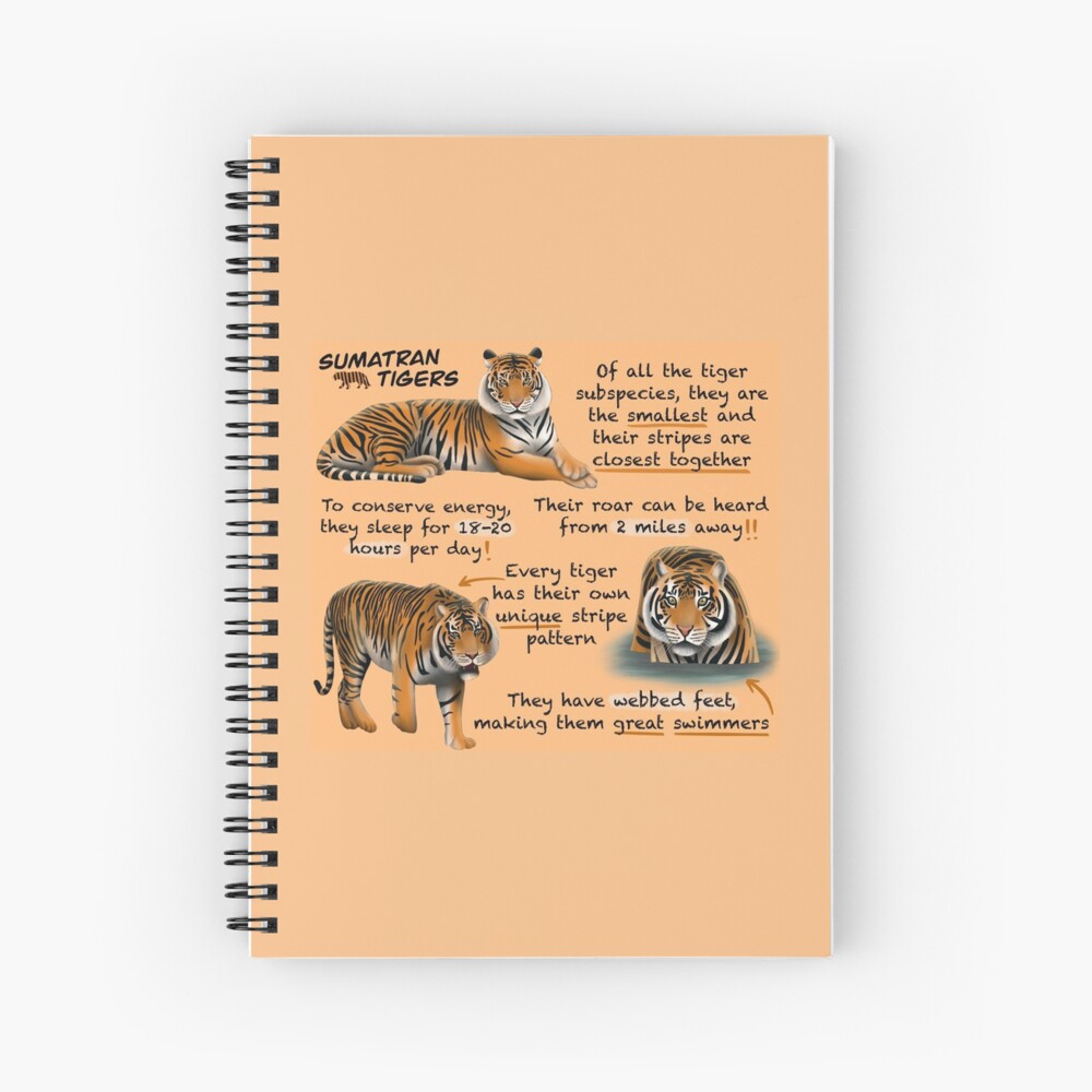 Sumatran Tigers Fun Facts Spiral Notebook For Sale By Troyanthonyart