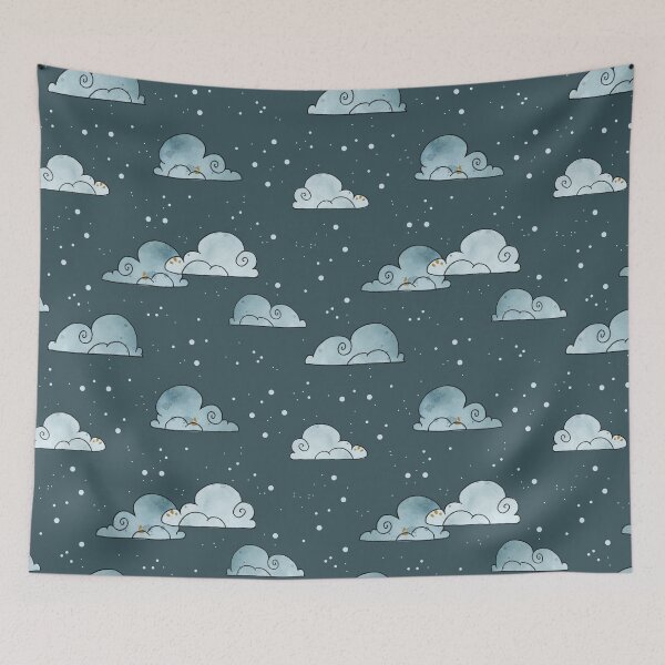 Item preview, Watercolor clouds - turquoise and green repeat pattern designed and sold by Ellen Wilberg.
