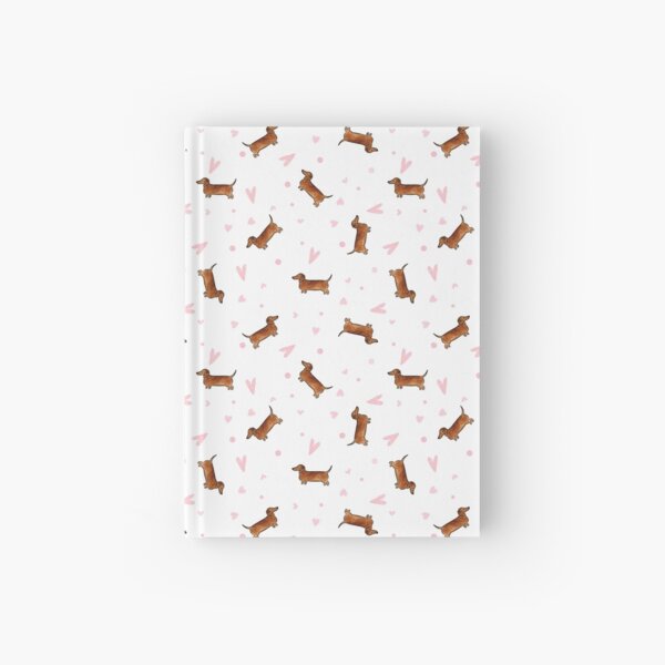 Dachshund Pattern - White Hardcover Journal