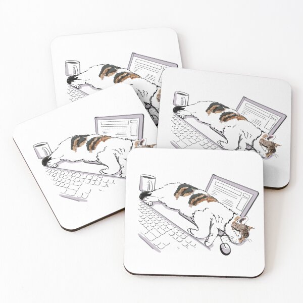 Item preview, Cat sleeping on laptop designed and sold by KitCatCards.