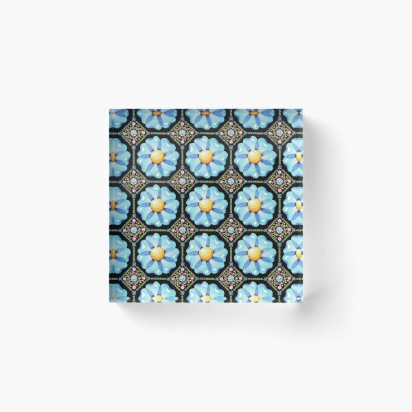 Blue Flower Boho Chic Acrylic Block