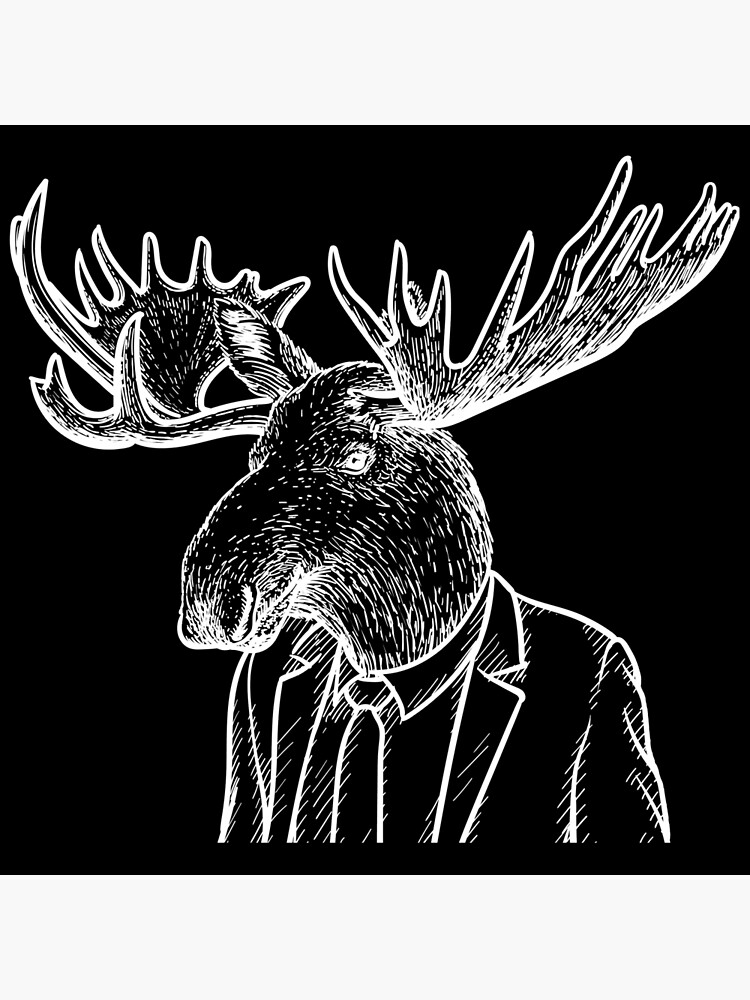 Fraternal Studios - Moose - White on Black by FraternalStudio