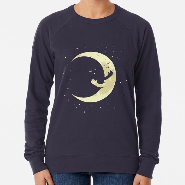 Cute Crescent Moon Hug Lightweight Sweatshirt