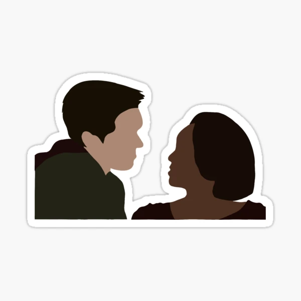 Jo and Alaric at Their Wedding Sticker for Sale by alisejdesigns