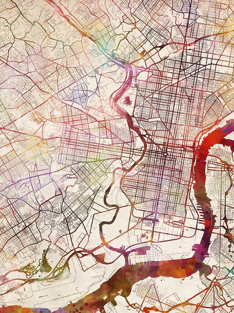 Thumbnail 3 of 3, Scarf, Philadelphia map designed and sold by MapMapMaps.