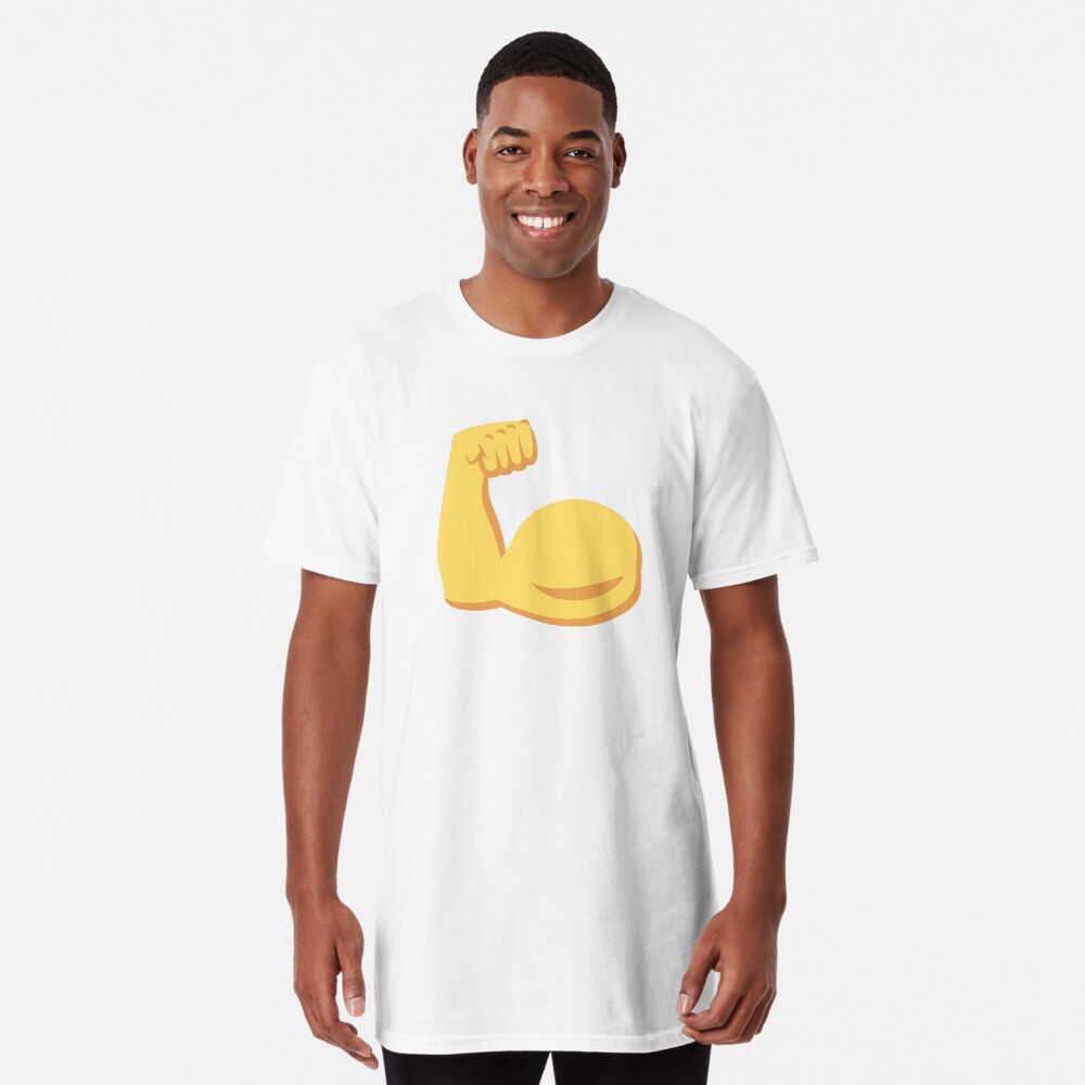 Muscle Strong Arm Flex Emoji Baseball Sleeve Shirt