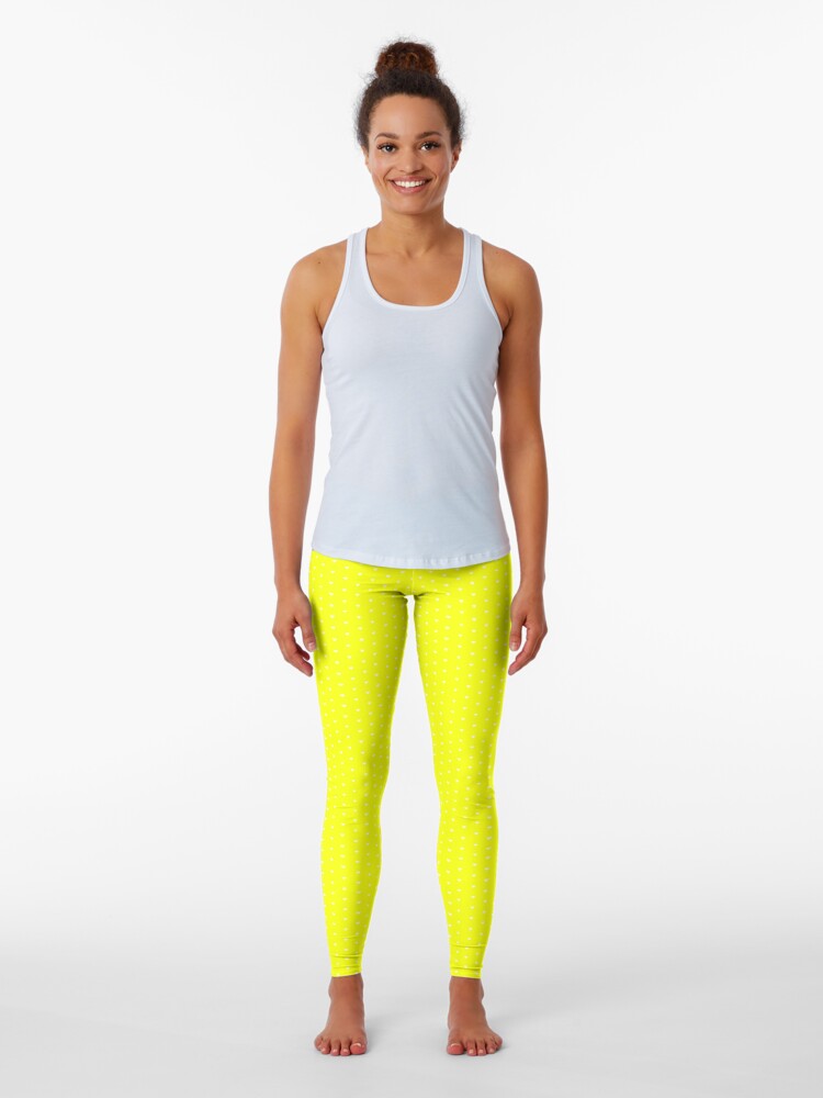 Neon Bright Fluorescent Yellow Heart Leggings for Sale by lolora