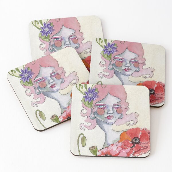 Item preview, Poppies - Stoic woman with poppy flowers and hair fascinator designed and sold by elasteel.